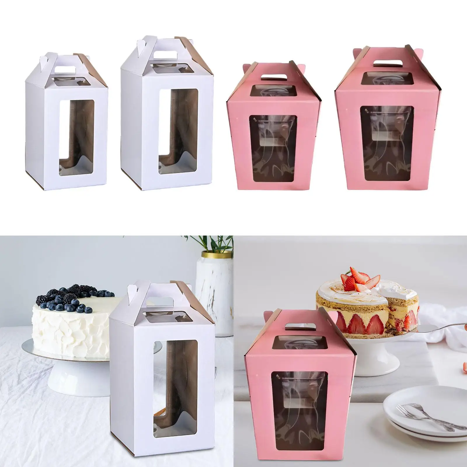 Tall Cake Box Food Storage Multipurpose Tiered Cake Box with Window for Parties Graduation Anniversary Weddings Gatherings