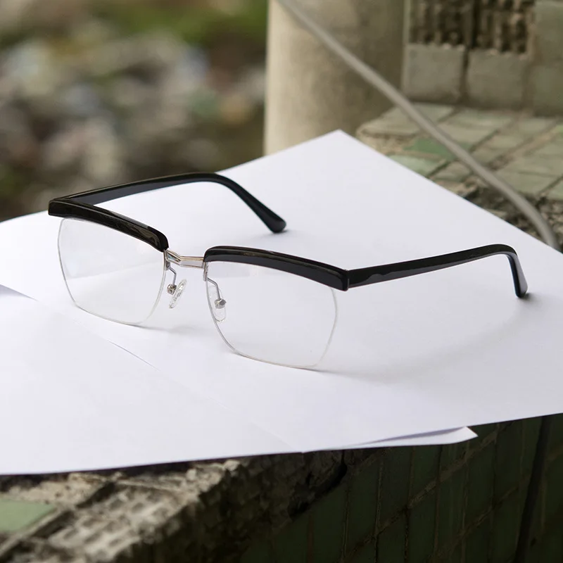 Tom Hardy Same Style Trendy Square Glasses Frame for Men Top Quality Acetate Semi Rimless Eyeglasses Half Frameless Eyewear