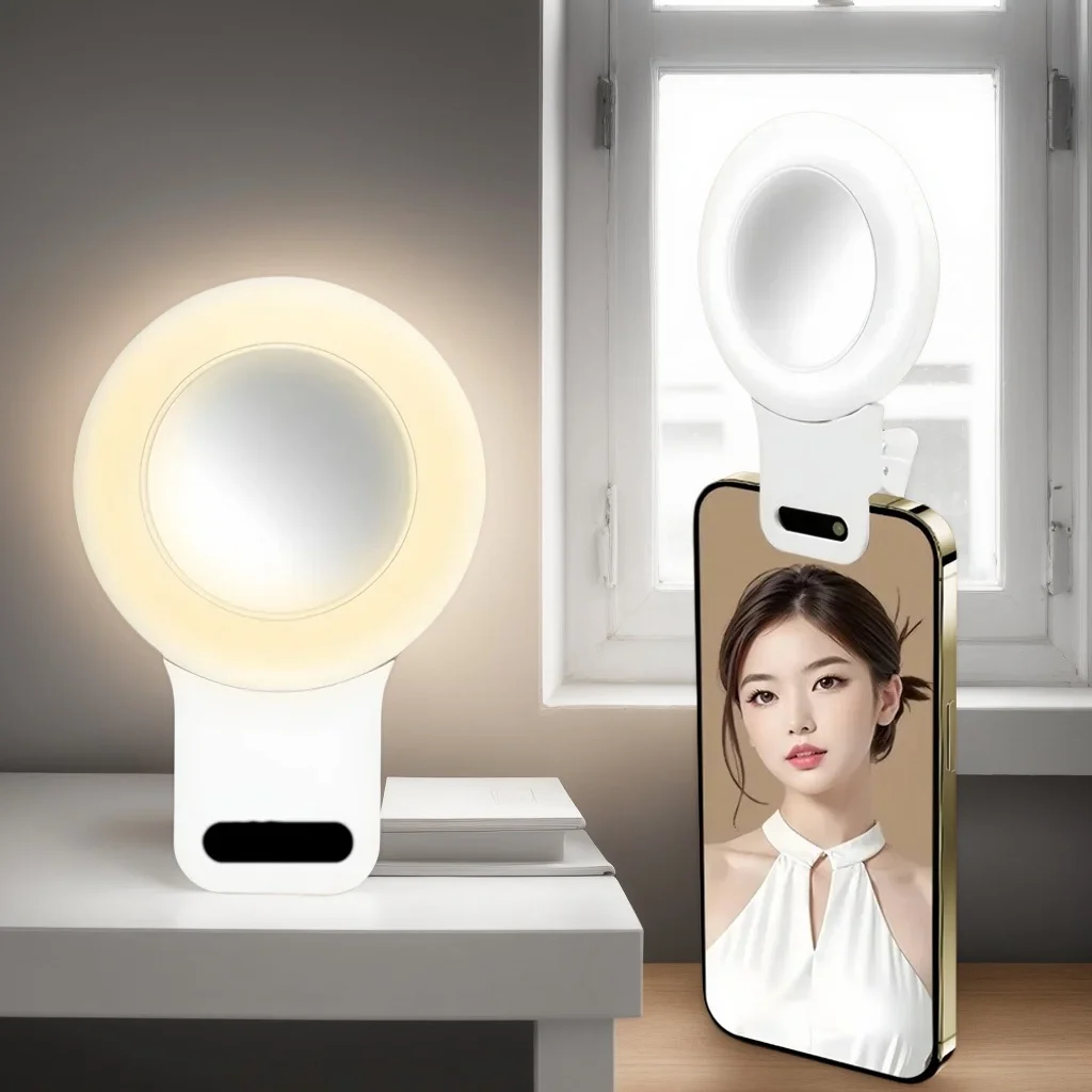 USB Rechargeable Selfie Ring Light - Portable LED Clip-On for Phone/Laptop/YouTube