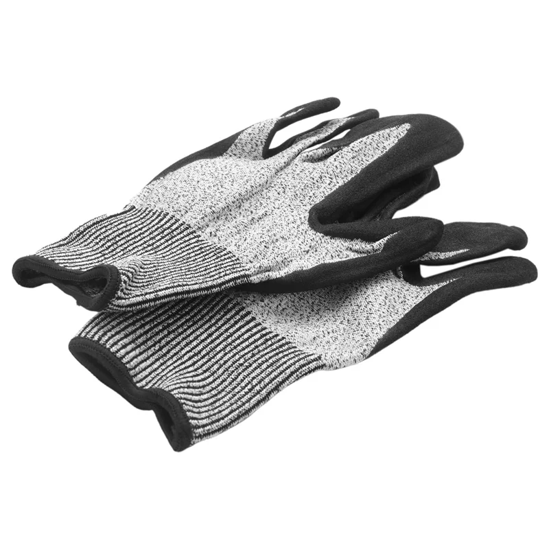 Luvas resistentes ao corte ABNG nível 5, ajuste elástico confortável 3D, espuma nitrílica durável, cinza 3 pares (L)