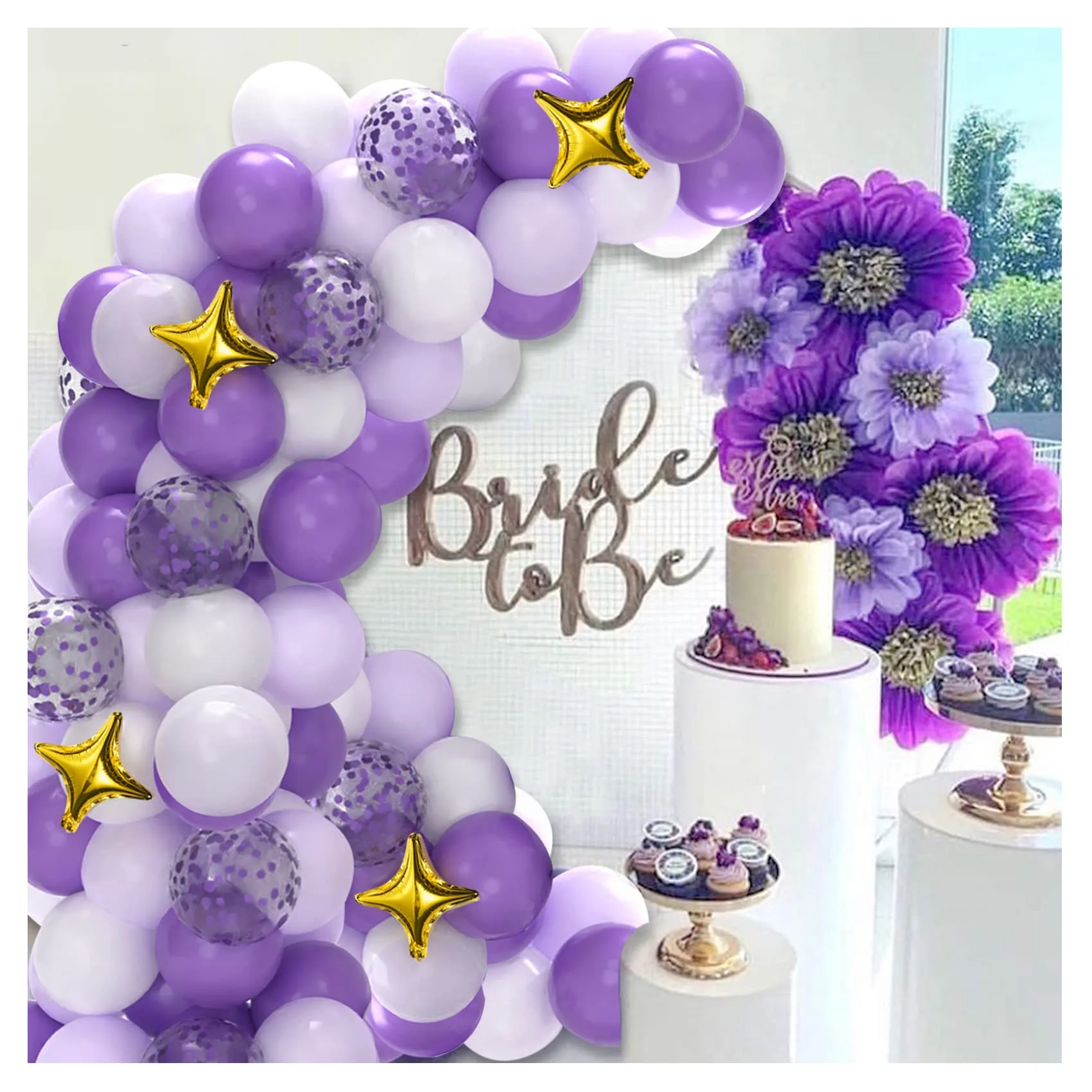 74pcs Purple Balloons Confetti Latex Balloon Garland Arch Kit for Baby Shower Birthday Wedding Party Decorations