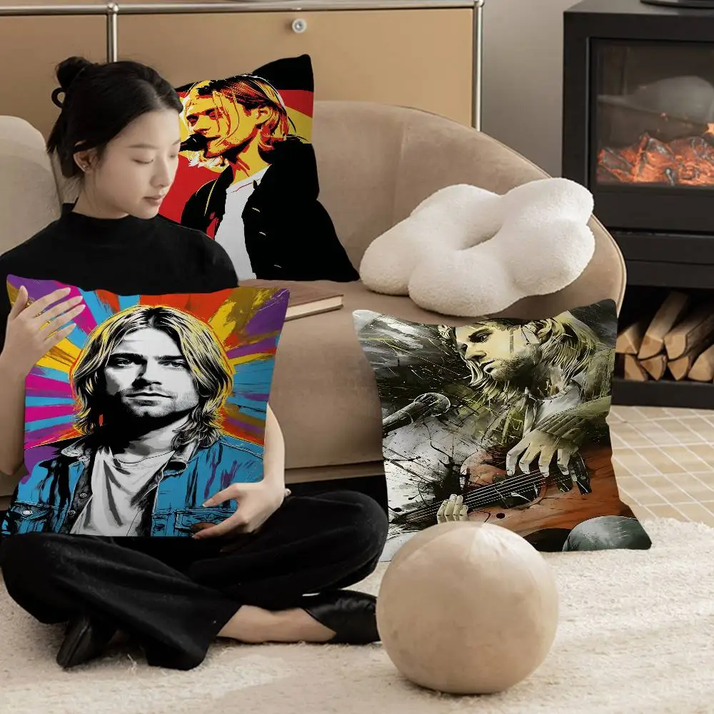 

Kurt Cobain Singer Graffiti Maple Design Cushion Cover Happy Autumn Harvest decor Holiday Decorati Pillow Cover