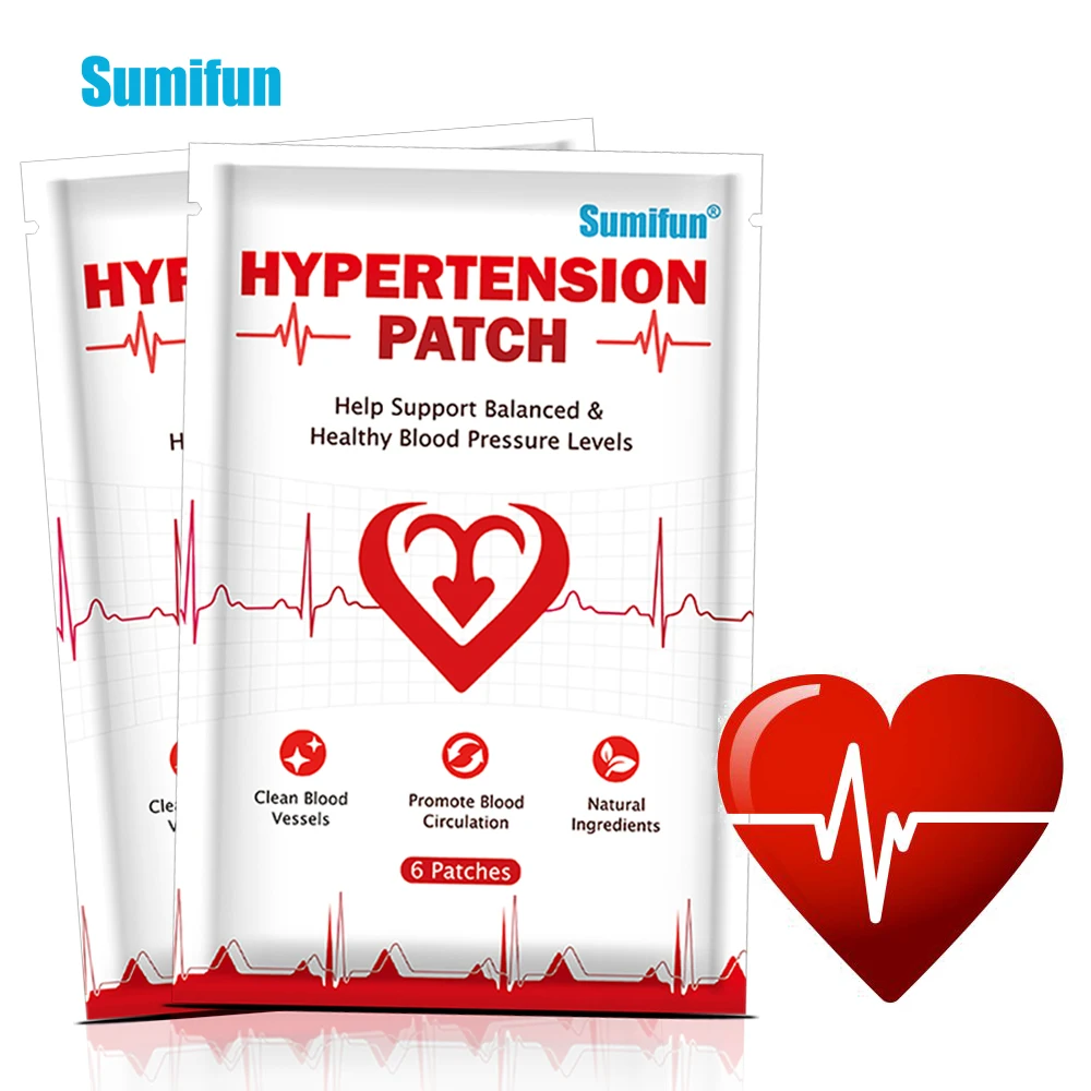 Sumifun 6pcs Hypertension Patches Herbal Extract Lower Blood Pressure Promote Blood Circulation Health Care Hypertension Plaster