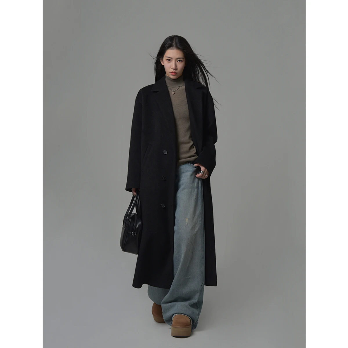 

Длинный женский костюм, пальто, осень-зима, корейская верхняя одежда для похудения, Sixi Quartet, радостное соотношение полиэтилена