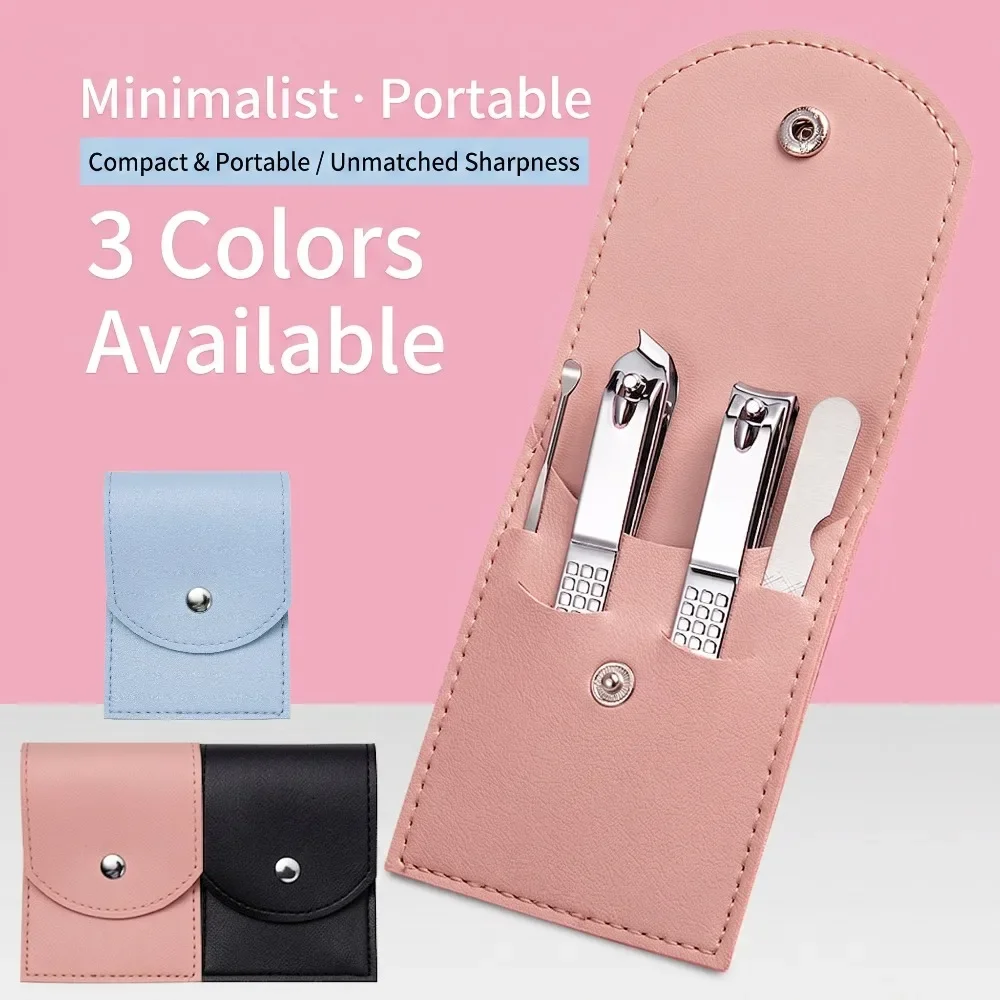 4Pcs Nail Clipper Set Stainless Steel Ingrown Toenail Nipper, Ear Pick, Foot Rasp, Eyebrow Razor, Manicure Pedicure Beauty Tools