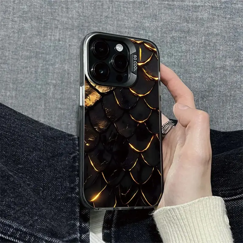 

Scale pattern design phone case for iPhone 16 15 14 13 12 11 Pro/ Max/Plus shock-proof rear cover anti-fingerprint