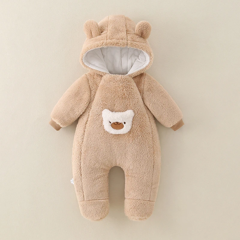 LILIGIRL Autumn Winter New Baby Flannel Onesie Cartoon Bear Footed Jumpsuit Baby Warm Newborn Romper  0-3Y