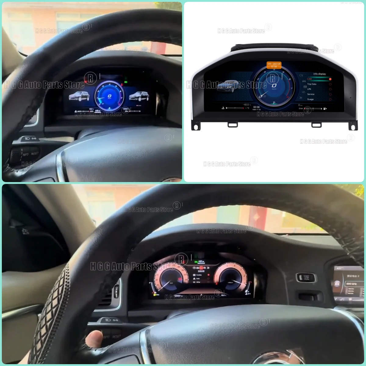 

12.3" Carplay Car Digital Cluster For Volvo XC60 S60 2009-2017 LCD Instrument Panel Speedometer Odometer Android Navigation Dash