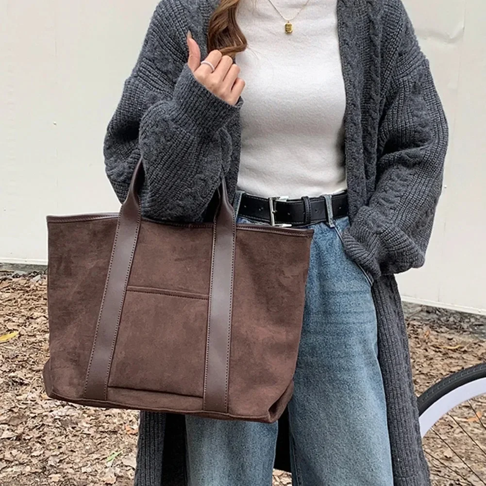 

New Vintage Suede Women's Bag Large Capacity Handbag Simple Fashion Large Tote Bag