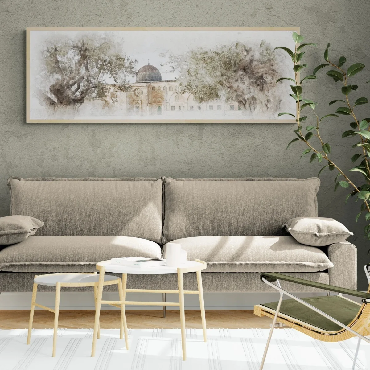المسجد الإسلامي أشجار الزيتون مجردة قماش طباعة المشارك الحديثة رمضان مسلم كبير الفن الأفقي يطبع جدار ديكور فني للمنزل