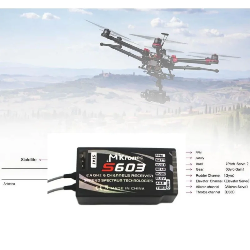 Spektrum DSMX DSM2 6CH 2.4G PPM Receiver for NX8 DX6i DX7 DX8 DSX9 Transmitter RC Aircraft Drone FPV MKron S603 JR