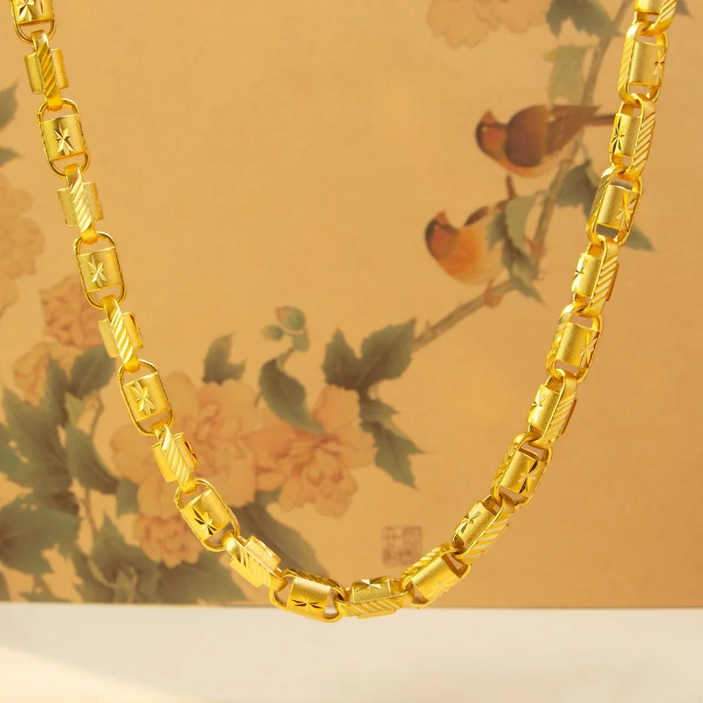 8mm star cut necklace men's trend boss chain jewelry 9999gold