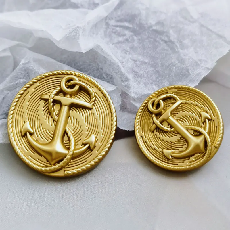 الذهب الفضي مرساة تصميم المواد الخياطة الفاخرة للخياطة زر معدني للملابس معطف DIY الحرف المواد الزخرفية