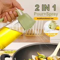 2 in 1 Pour Spray Sprayer Kitchen Fryer Air Spray Oil Dispenser Bottle for Olive Oil Cooking Frying BBQ Camping Large Capacity