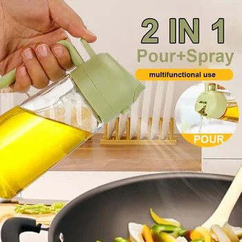 Pulverizador de spray 2 em 1, fritadeira de cozinha, spray de ar, dispensador de óleo, garrafa para azeite, cozinha, fritura, churrasco, acampamento, grande capacidade
