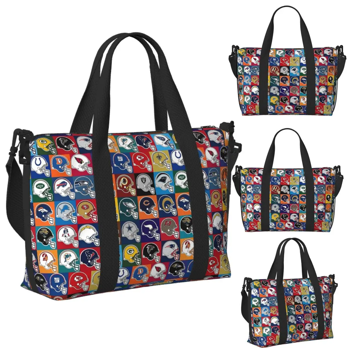 

Custom American Football Poster Beach Travel Bag Large Capacity Tote Bags for Gym Yoga Women Shopping Duffle Shoulder Bag
