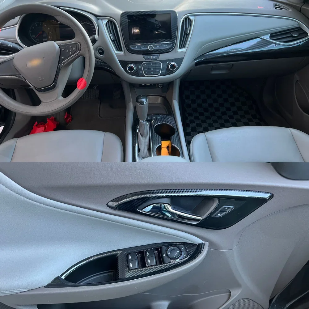 Dla Chevrolet Malibu XL 2016-2021 Wnętrze Centralny panel sterowania Klamka drzwi Naklejki z włókna węglowego Naklejki Stylizacja samochodu Akcesoria