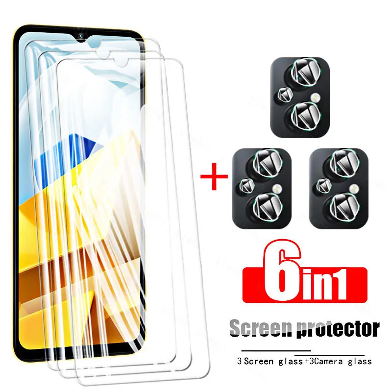 6in1 Gehard Glas Voor for Xiaomi Poco M5 M5s X3 Pro X4 Nfc Screen Protector Camera Lens Beschermende Film on For Poco X4 Pro 5G