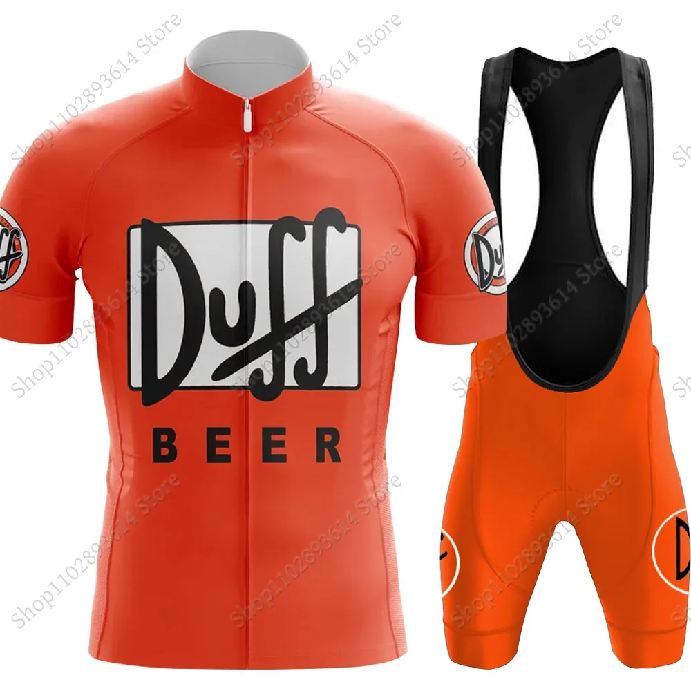 2025 Duff-Beer Cycling Jersey Set Summer Men Red Bicycle Clothing Kit Road Bike Shirts Suit Bicycle Bib Shorts MTB Ropa Maillot