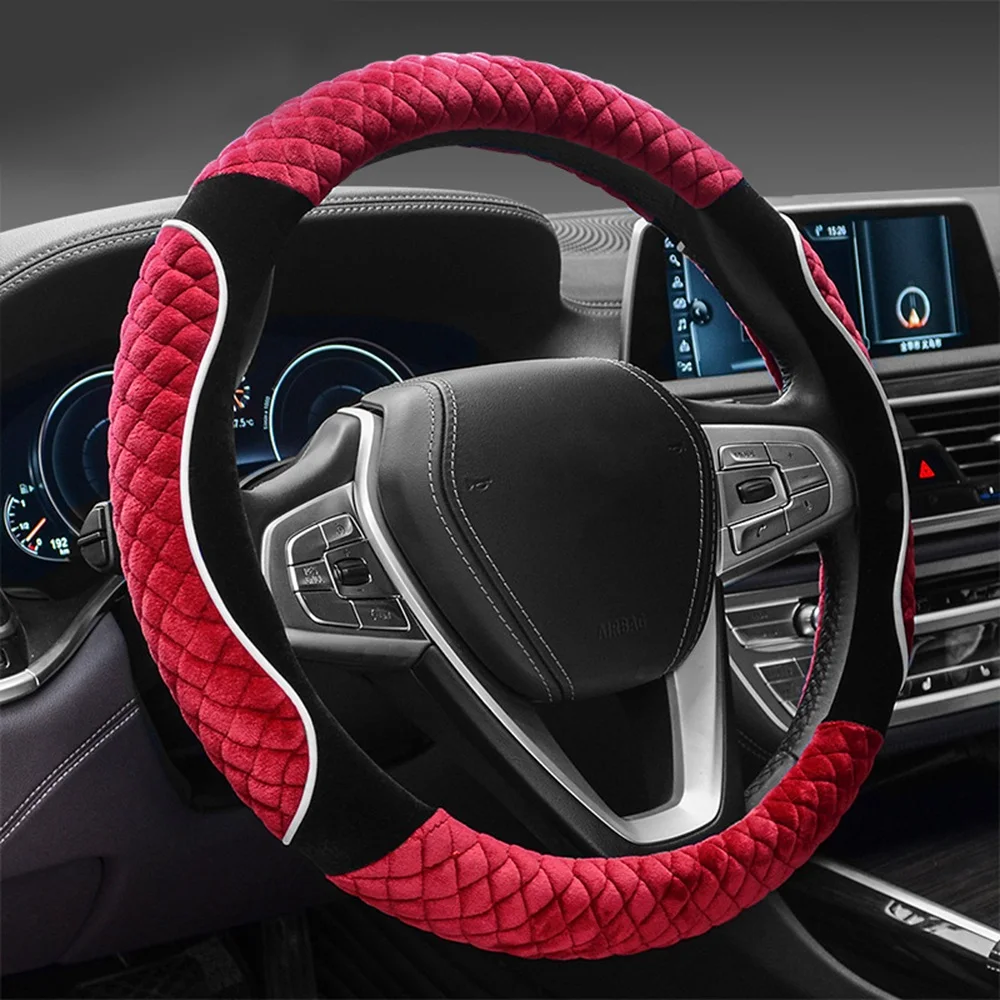 Universal 15 Inch Plush Car Steering Wheel Cover Non-Slip Steering Wheel Cover 4