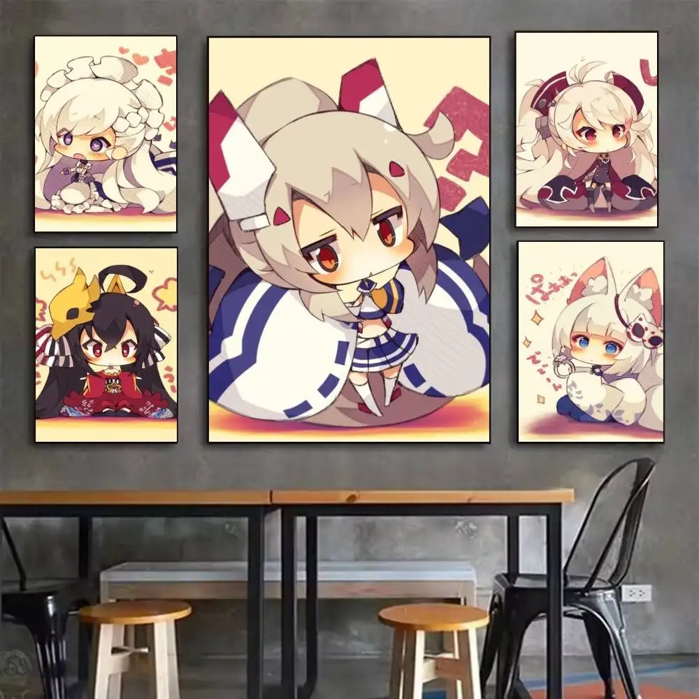Azur Lane Chibi Cute Anime Girl  Poster Waterproof HD Art Wall Decal Self-Adhesive Print