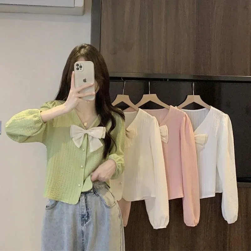 Shirts met lange mouwen Dames gestreepte button-down blouses Loose Fit Cottagecore Vrouwelijk Elegant Herfst Comfortabel Weekend Dagelijks