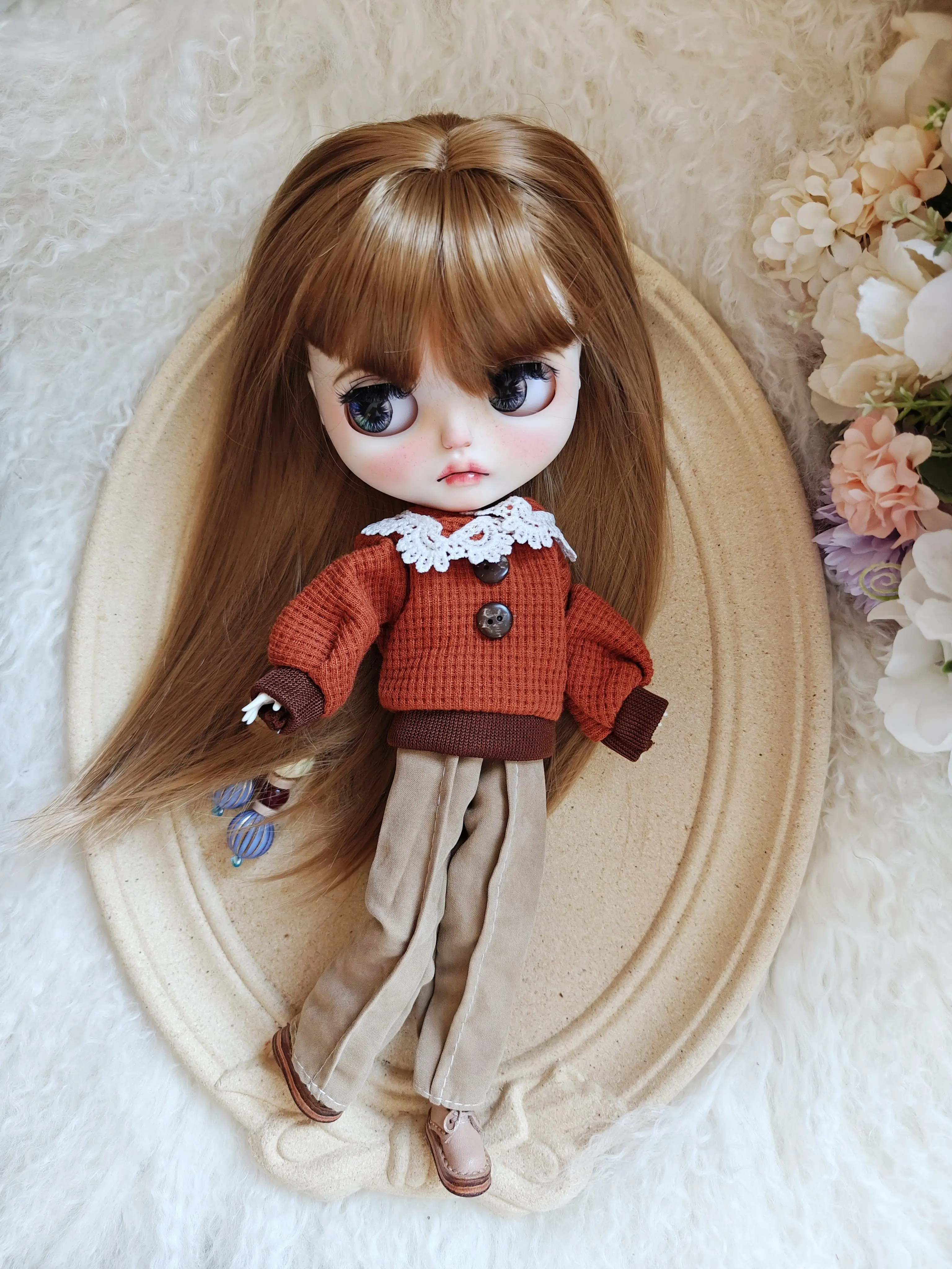 Blythe Doll Clothes Knitted Sweaters, Slacks Blythe ob24 Azone Licca ICY Doll Accessories Regular Clothes Cute and Versatile