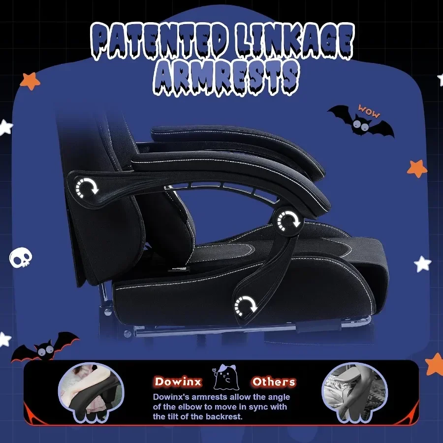 Gaming Chair for Adults with Cat Ears, Black PU Leather, Massage Lumbar Support and Ergonomic Reclining Design with Footrest an - view 5