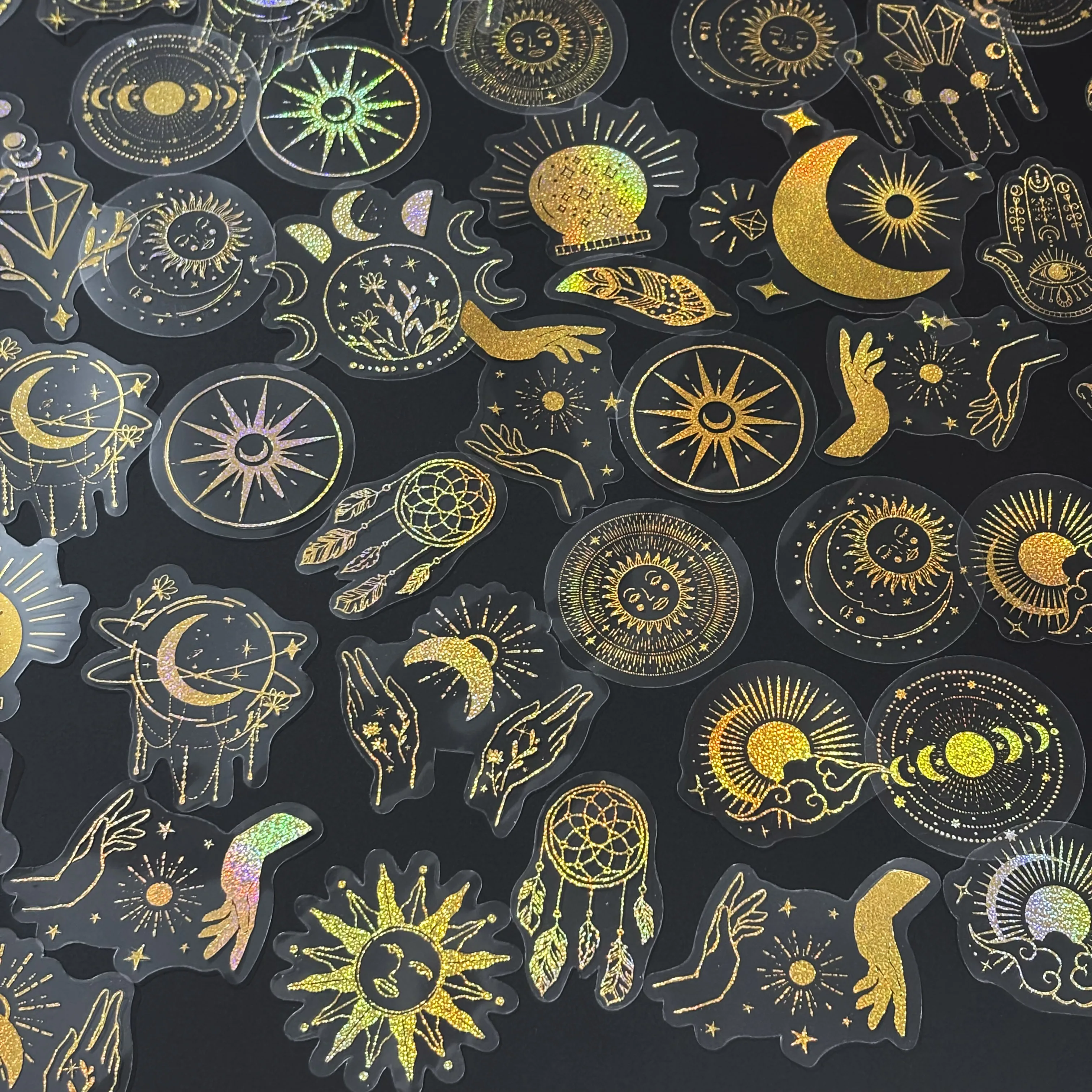 100 Pack Transparent PET Stickers BOHO Designs – Snake;Sun;Moons;Stars etc-Perfect for DIY, Bujo, Phone Cases, Windows & More image 3