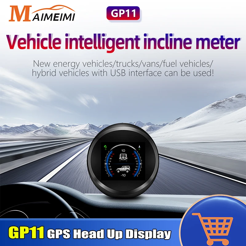 GP11 GPS HUD Car Slope Meter Off Road 4x4 HUD Smart Inclinometer Car Digital Speed Tilt Pitch Angle inclinometro Head Up Display