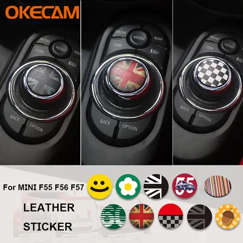 자동차 중앙 제어 멀티미디어 버튼 커버 트림 노브 스티커 미니 쿠퍼 F55 F56 F57 Countryman Clubman 스타일링 액세서리