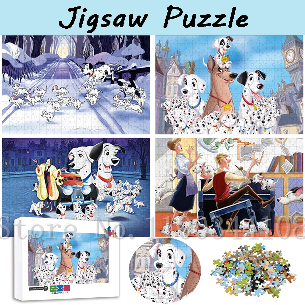 300/500/1000 Pieces Disney Classical Movies Puzzles One Hundred and One Dalmatians Jigsaw Puzzles Parent-Child Interactive Toys