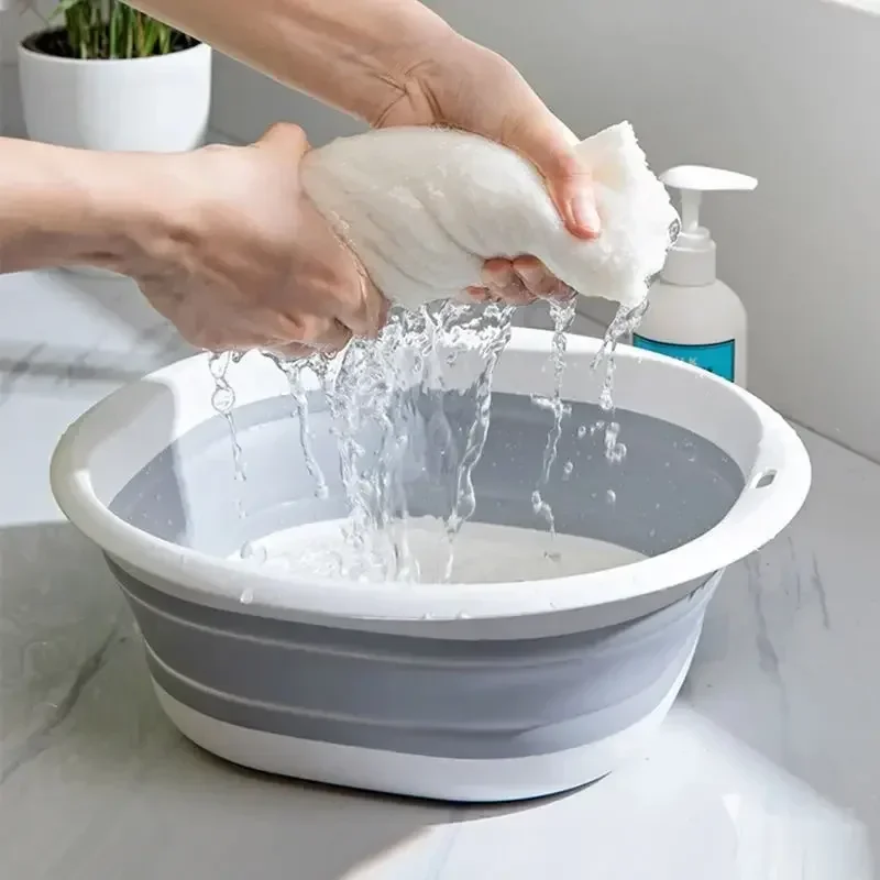 Portable Folding Wash Basin Large Capacity Durable Plastic Wash Basin Kitchen Washing Container Bathroom Laundry Accessories