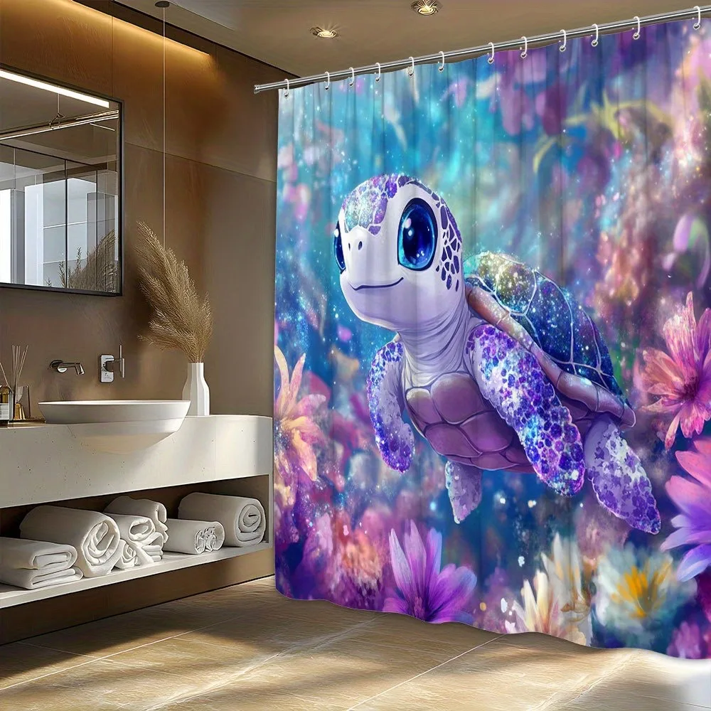 

Звездное небо, фиолетовая черепаха, занавеска для душа, моющаяся грязеотталкивающая насадка для душа, водонепроницаемая полиэстеровая занавеска для ванны для домашнего декора