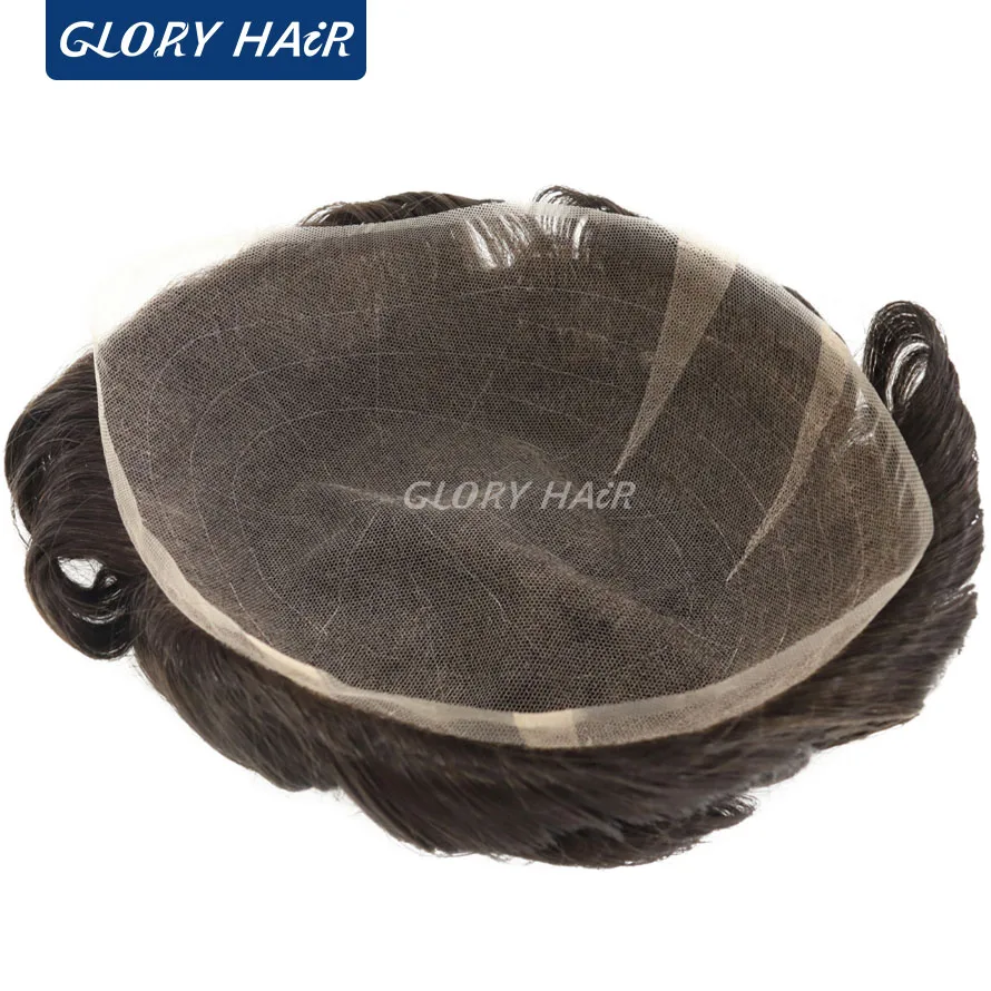 

Gloryhair- Breathable Swiss Lace Hair Prosthesis 6" Indian Human Hair 8x10 Man Hair Toupee Wig Fashion Hair Replacement System