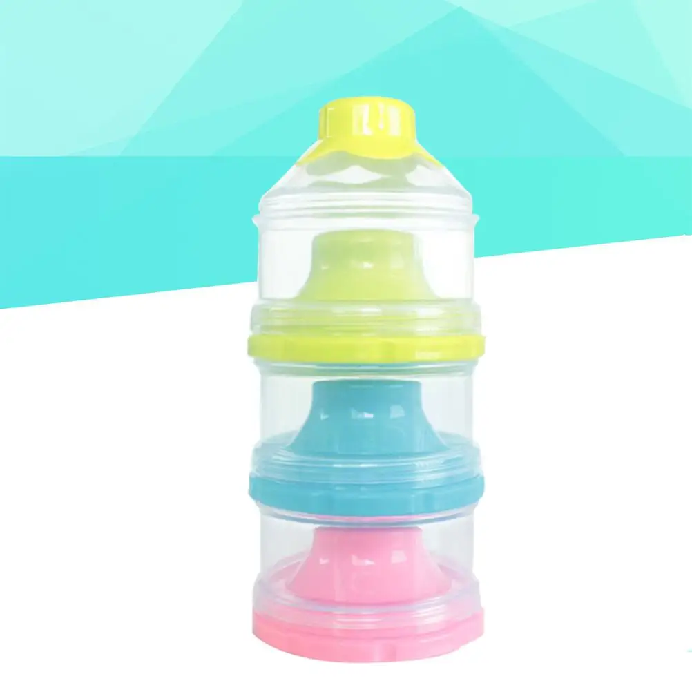 กล่องนมผง 3 ชั้นแยกส่วนที่เก็บอาหารเด็กสูตรตู้คอนเทนเนอร์แบบพกพา Feeding Solution