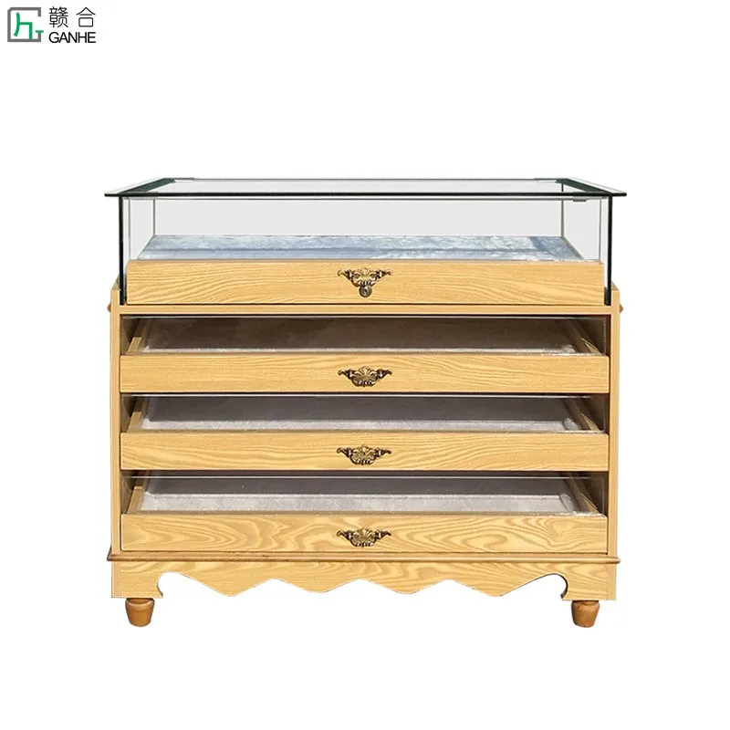 Showcase Glasses Cabinet Wood Grain Paint Free Cabinet Floor Display Cabinet Glass Jewelry Head