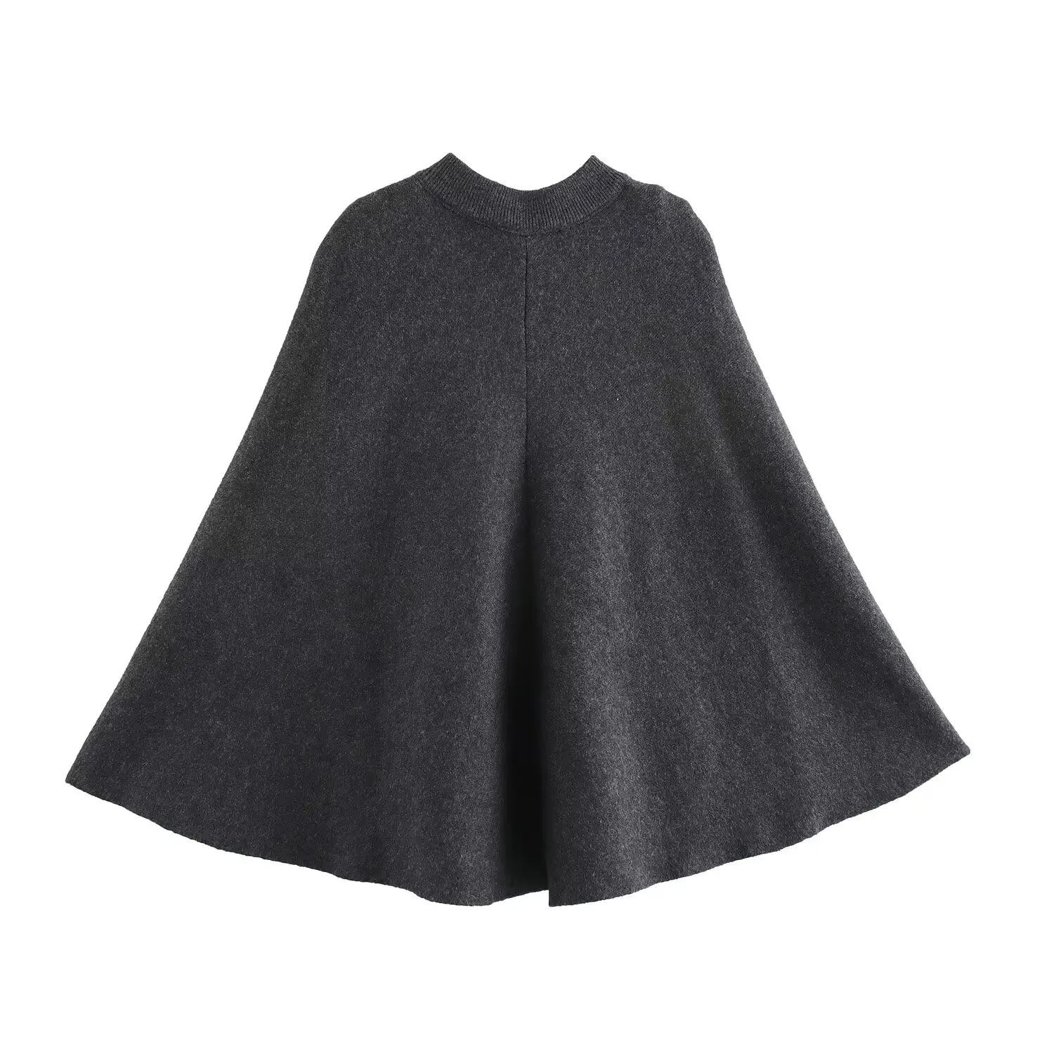

ZBZA Autumn New Women's Knitted Coat Long Sve round Ne Design Cowl Ne Street Sle Polyester Fiber Color Jaet