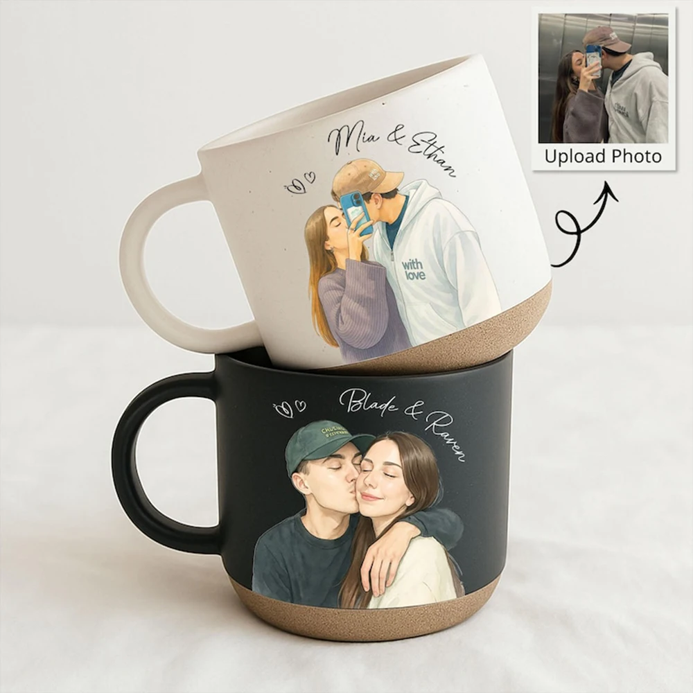 

2pack Custom Couple Ceramic Cup Personalized Photo Couple Cup Perfect Valentine's Day Gift Couple Newlyweds Valentine's Day Gift