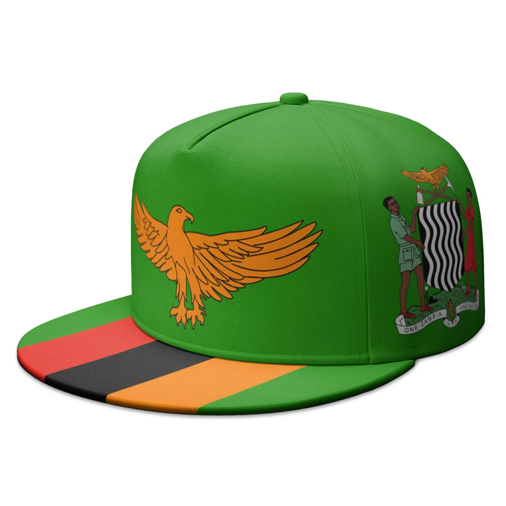 Zambia Flat Brimmed Cap Custom Made Name Number Team Logo Hip-hop Hat Country Travel Zambian Nation Republic Flags Headgear
