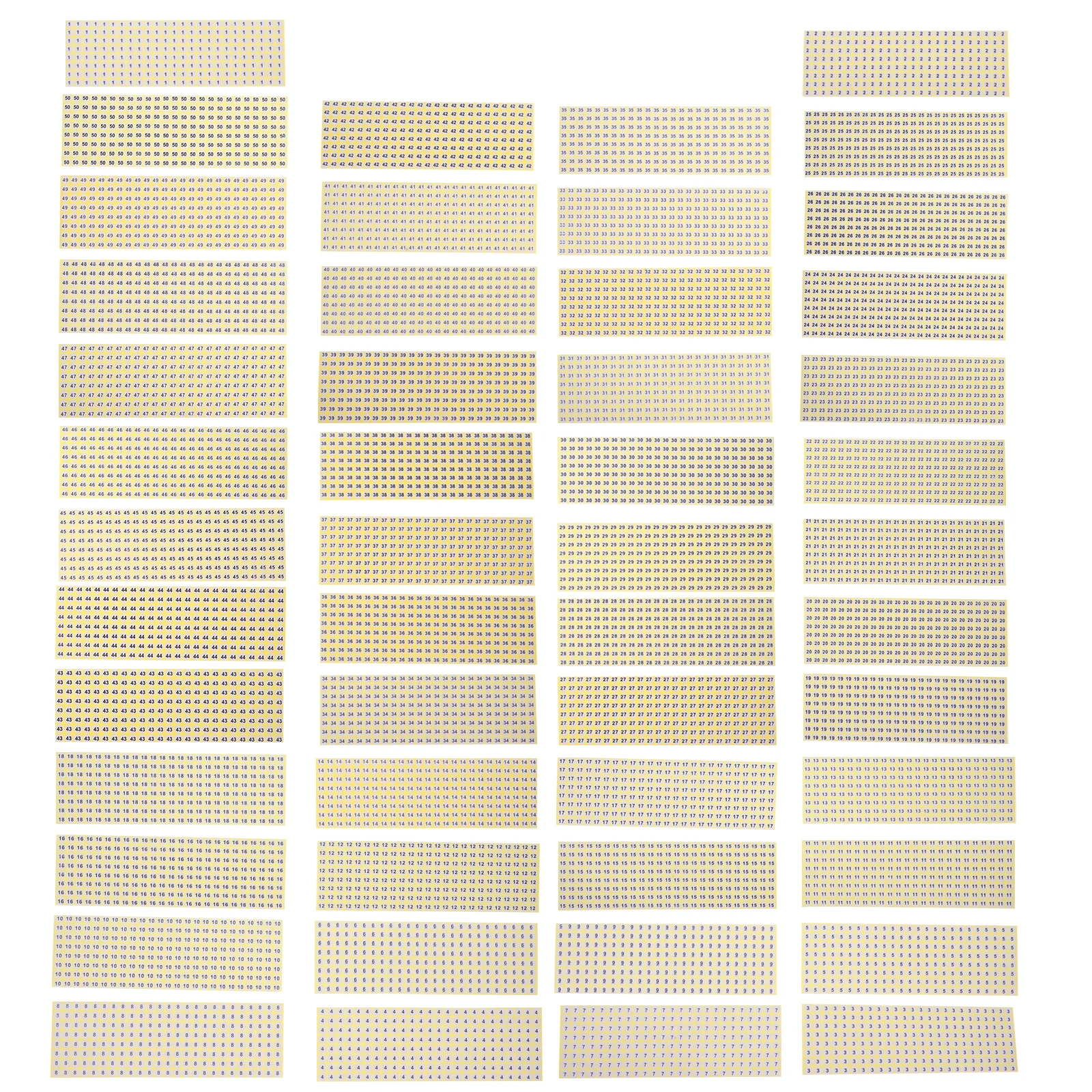 

50 Sheets Adhesive Number Stickers Round Digital Classification Labels for Organizing Office Classroom Planner