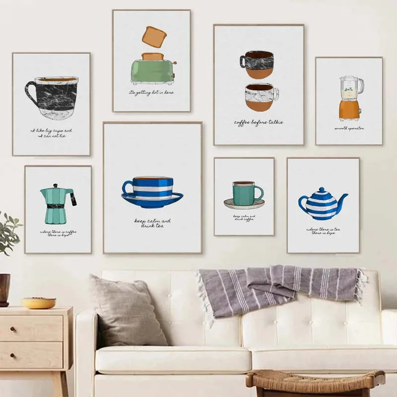 1pc frameless Canvas Painting Toaster Teapot Coffee Pot Kettle Blender Wall Art Canvas Painting Nordic Posters And Prints Wall P