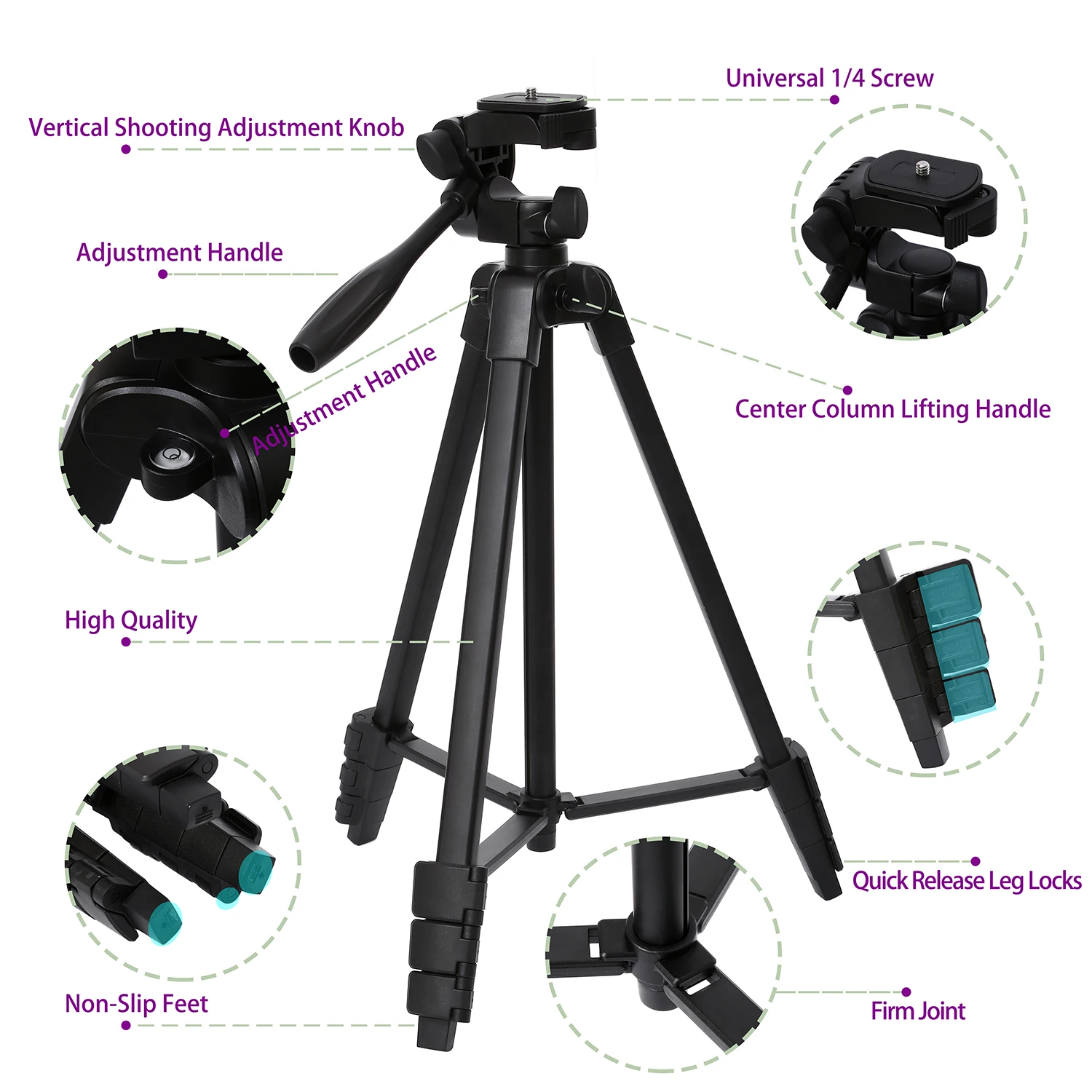 Profesional Aluminum Mini Tripods With Bluetooth Camera Tripod Stand For Camera Phone Smartphone iphone Xiaomi Huawei Max 136CM