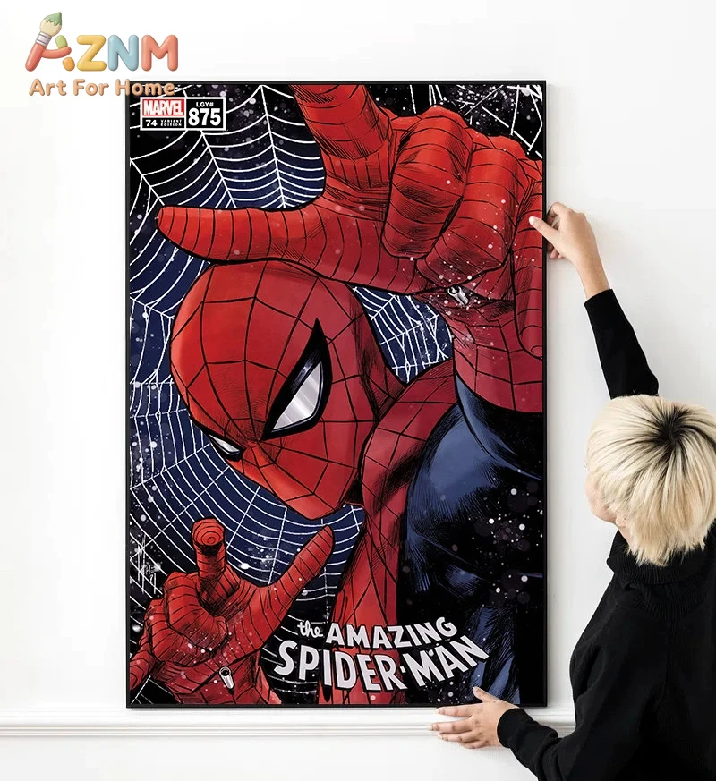 Póster de Spider-man de Marvel Comics, impresión de alta calidad, arte de pared, póster de tela en lienzo