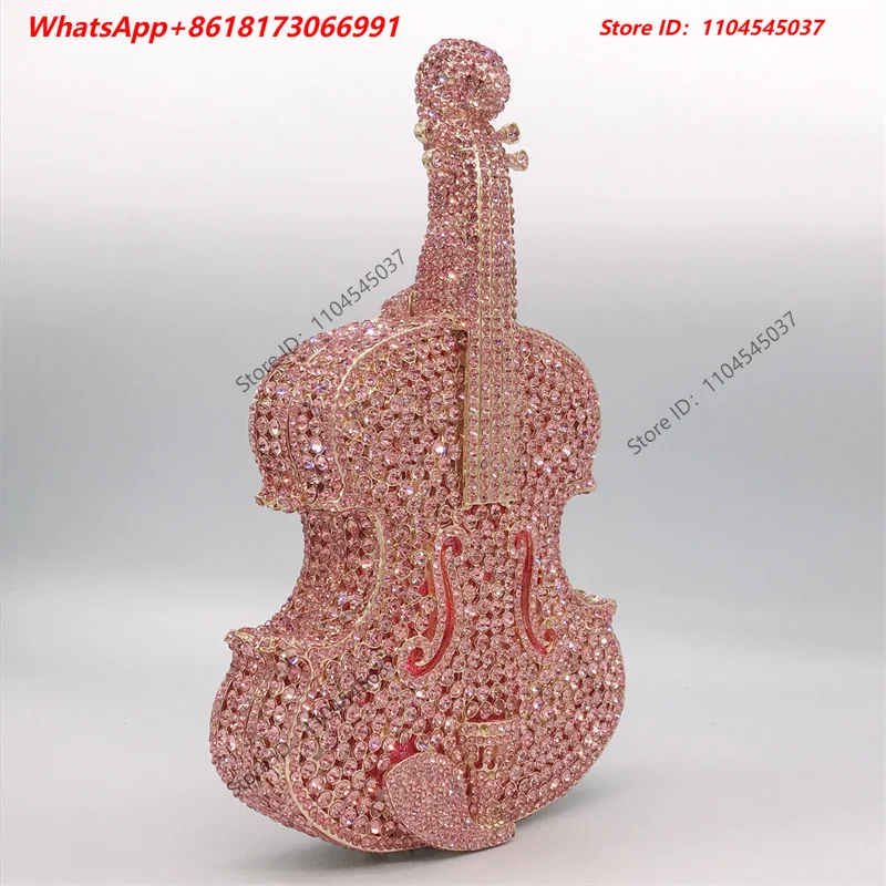 Violin party cartoon diamond studded European and American banquet clutch bag