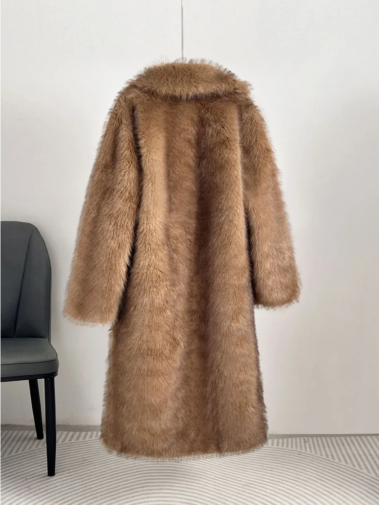 معطف شتوي نسائي من الفرو الصناعي معطف فاخر ذو طية صدر السترة فضفاض موضة تخفيف شرابة كم طويل ملابس خارجية سترة نسائية من الفرو الصناعي 2025 #6