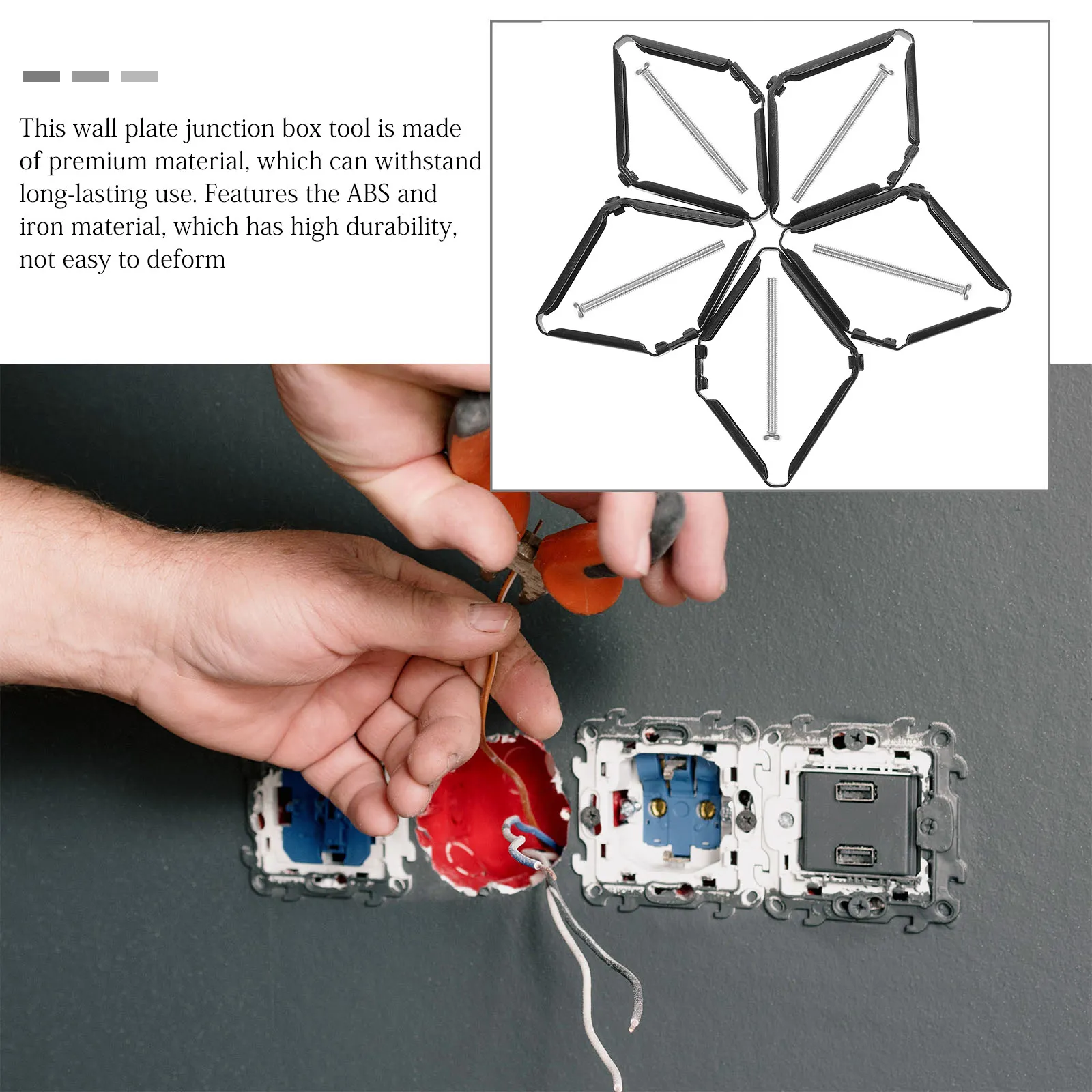 

1Set Wall Plate Junction Box Tool High Durability Cassette Repair Device for 86Mm Socket Adjustable Electrical Box Support Rod