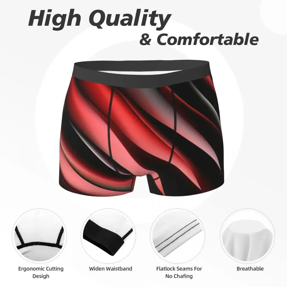 Boxer Underpants Shorts Decorative Red And Black Panties Men Comfortable Underwear for Homme Man Boyfriend Gifts