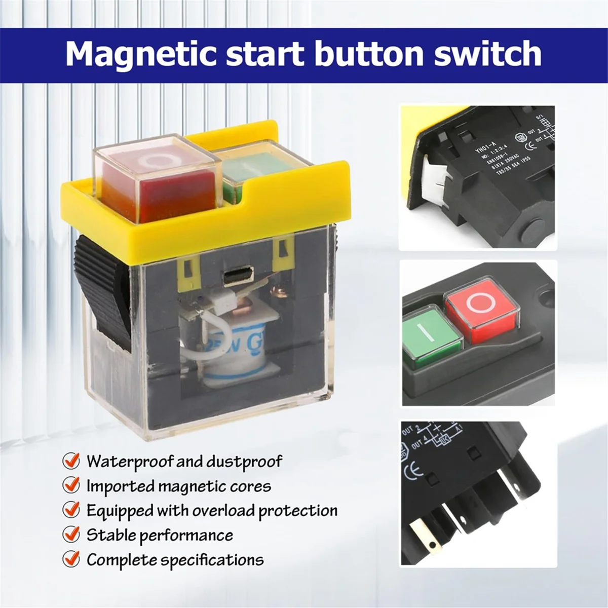 Kjd6 5E4 250V 6A saklar pengaman Universal: tahan air elektromagnetik, terhadap sakelar alat pemutus daya, tombol mulai