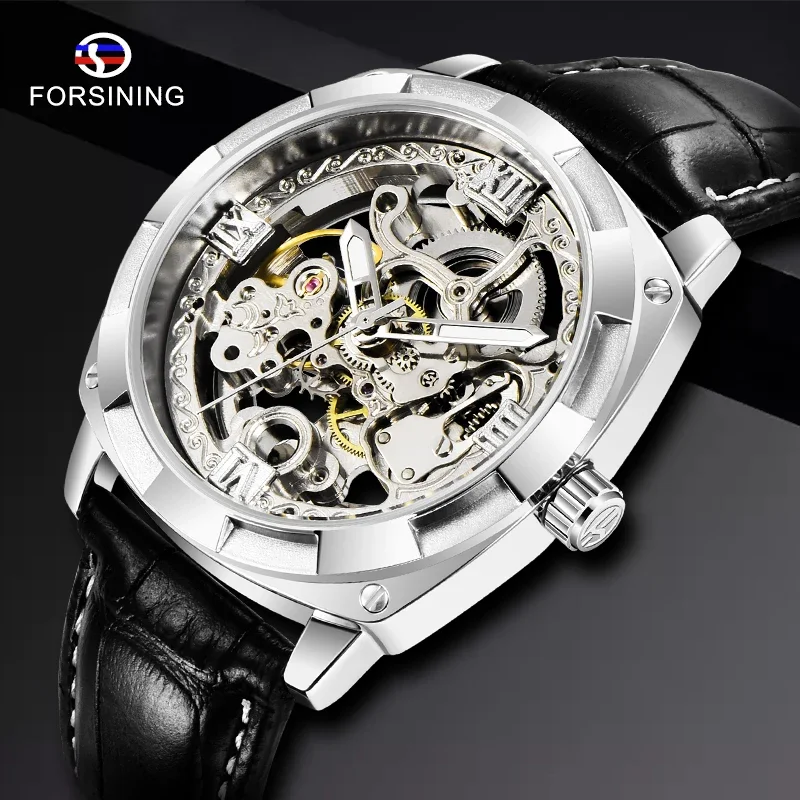 

FORSINING Top Brand Luxury Skeleton Waterproof Man Watch Automatic Mechanical Men Wristwatch Military Army Sport Male Clock